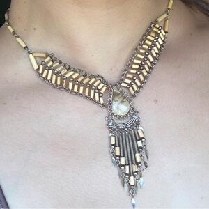 Bohemian Cream Beaded Statement Necklace